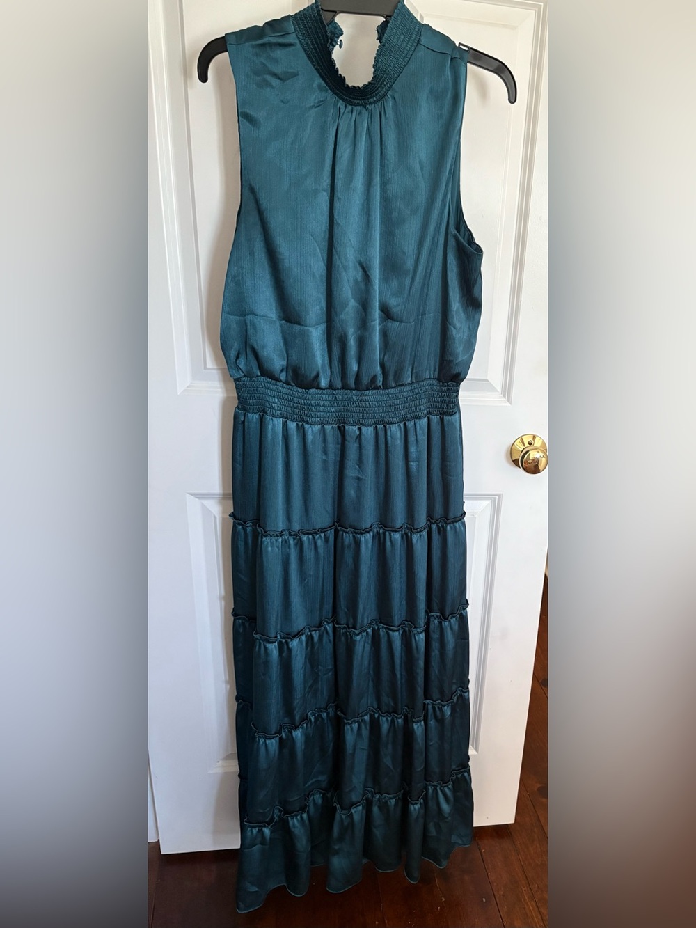 MSK Teal Tiered Maxi Dress Smocked Waist